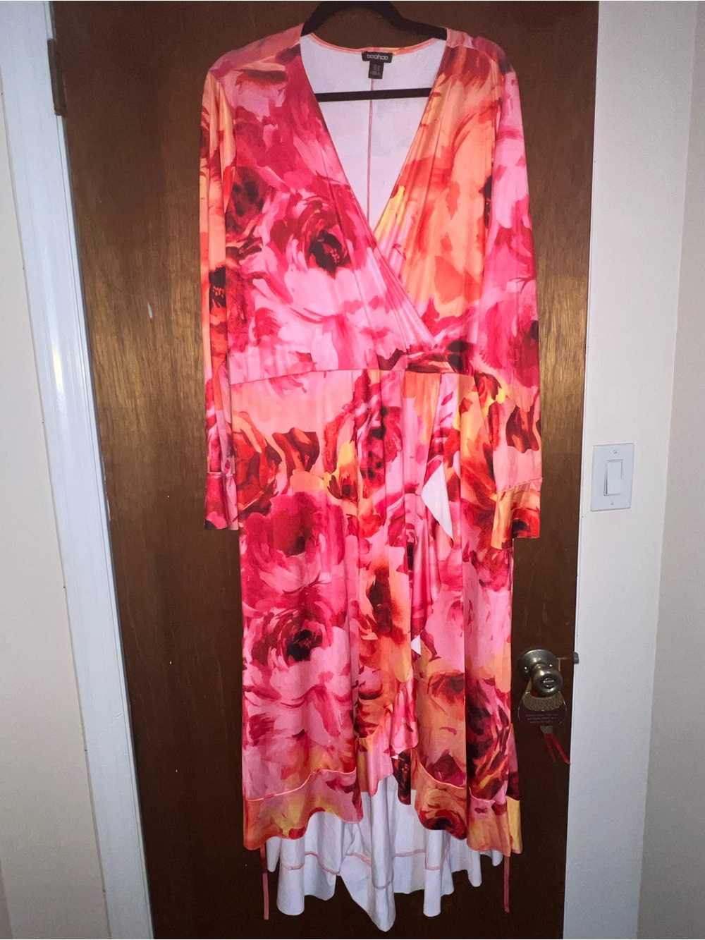 Boohoo Pink and Coral Floral Dress